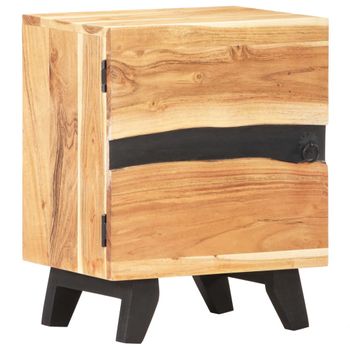 Mesita De Noche | Mesa Auxiliar | Mesilla De Madera Maciza De Acacia 40x30x51 Cm Cfw88082