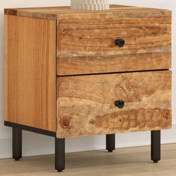 Mesita De Noche | Mesa Auxiliar | Mesilla De Madera Maciza De Acacia 40x33x46 Cm Cfw65503