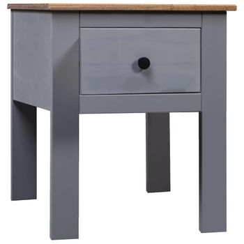 Mesita De Noche | Mesa Auxiliar | Mesilla De Madera Maciza Pino Panamá Gris 46x40x57 Cm Cfw32438