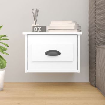 Mesita De Noche | Mesa Auxiliar | Mesilla De Pared Blanco 41,5x36x28 Cm Cfw46121