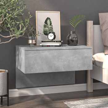 Mesita De Noche | Mesa Auxiliar | Mesilla De Pared Color Gris Hormigón Cfw47404