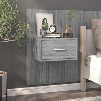 Mesita De Noche | Mesa Auxiliar | Mesilla De Pared Gris Sonoma Cfw64287