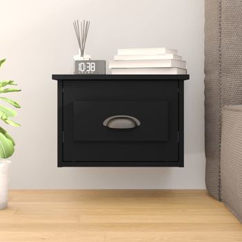 Mesita De Noche | Mesa Auxiliar | Mesilla De Pared Negro 41,5x36x28 Cm Cfw26228