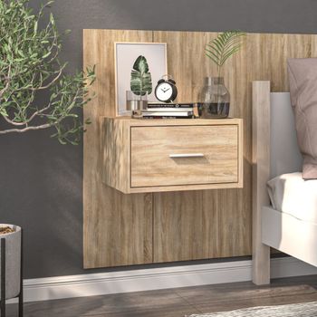 Mesita De Noche | Mesa Auxiliar | Mesilla De Pared Roble Sonoma Cfw37053