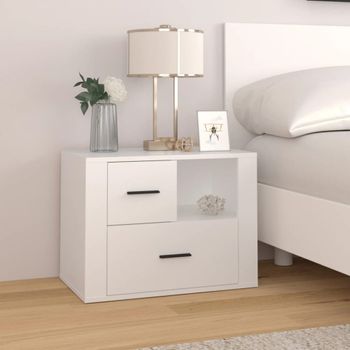 Mesita De Noche | Mesa Auxiliar | Mesilla Madera Contrachapada Blanco 60x36x45 Cm Cfw78090