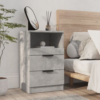 Mesita De Noche | Mesa Auxiliar | Mesilla Madera Contrachapada Gris Hormigón Cfw28640