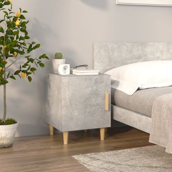 Mesita De Noche | Mesa Auxiliar | Mesilla Madera Contrachapada Gris Hormigón Cfw53777