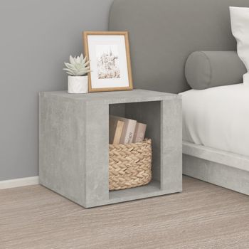 Mesita De Noche | Mesa Auxiliar | Mesilla Madera Contrachapada Gris Hormigón 41x40x36 Cm Cfw90191