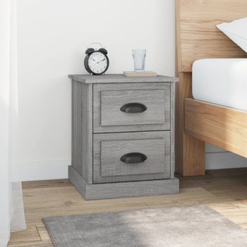 Mesita De Noche | Mesa Auxiliar | Mesilla Madera Contrachapada Gris Sonoma 39x39x47,5 Cm Cfw32801