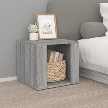 Mesita De Noche | Mesa Auxiliar | Mesilla Madera Contrachapada Gris Sonoma 41x40x36 Cm Cfw60929