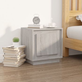 Mesita De Noche | Mesa Auxiliar | Mesilla Madera Contrachapada Gris Sonoma 44x35x45 Cm Cfw75818