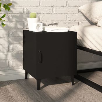 Mesita De Noche | Mesa Auxiliar | Mesilla Madera Contrachapada Negra Cfw52293