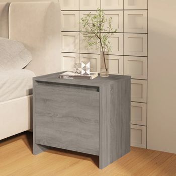 Mesita De Noche | Mesa Auxiliar | Mesilla Madera De Ingeniería Gris Sonoma 45x34x44,5 Cm Cfw59201