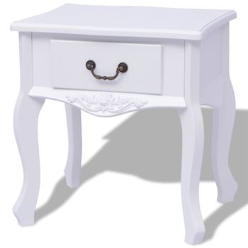 Mesita De Noche | Mesa Auxiliar | Mesilla Mdf Blanca Cfw93985