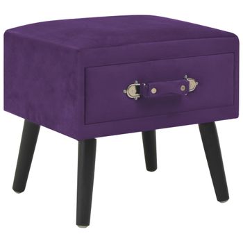 Mesita De Noche | Mesa Auxiliar | Mesilla Morado Oscuro 40x35x40 Cm Terciopelo Cfw41733