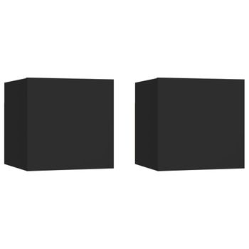 Pack 2 Uds Mesitas De Noche | Mesa Auxiliar | Mesilla Madera Ingeniería Negro 30,5x30x30 Cm Cfw51337