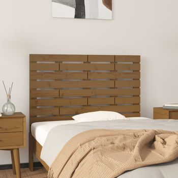 Cabecero Cama Pared | Panel De Cabecera Madera Maciza Pino Marrón Miel 106x3x63 Cm Cfw615515