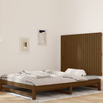 Cabecero Cama Pared | Panel De Cabecera Madera Maciza Pino Marrón Miel 127,5x3x90cm Cfw513392