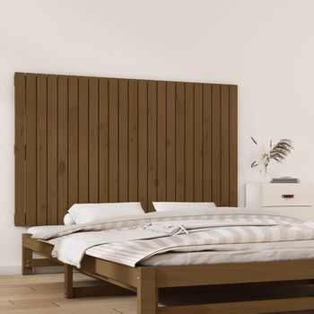 Cabecero Cama Pared | Panel De Cabecera Madera Maciza Pino Marrón Miel 147x3x90 Cm Cfw420172