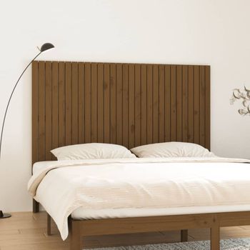 Cabecero Cama Pared | Panel De Cabecera Madera Maciza Pino Marrón Miel 185x3x110 Cm Cfw330082