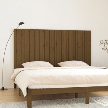 Cabecero Cama Pared | Panel De Cabecera Madera Maciza Pino Marrón Miel 204x3x110 Cm Cfw183338