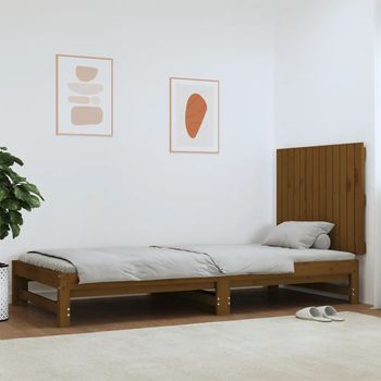 Cabecero Cama Pared | Panel De Cabecera Madera Maciza Pino Marrón Miel 82,5x3x60 Cm Cfw542817