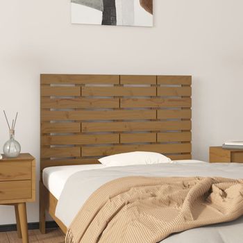 Cabecero Cama Pared | Panel De Cabecera Madera Maciza Pino Marrón Miel 96x3x63 Cm Cfw679312