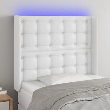 Cabecero Cama | Panel De Cabecera Con Led Cuero Sintético Blanco 103x16x118/128 Cm Cfw710036