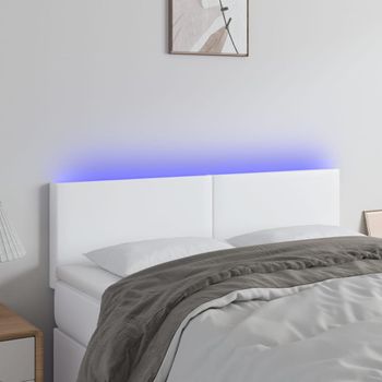 Cabecero Cama | Panel De Cabecera Con Led Cuero Sintético Blanco 144x5x78/88 Cm Cfw475191