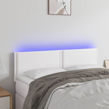 Cabecero Cama | Panel De Cabecera Con Led Cuero Sintético Blanco 144x5x78/88 Cm Cfw337477