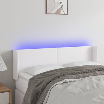 Cabecero Cama | Panel De Cabecera Con Led Cuero Sintético Blanco 147x16x78/88 Cm Cfw569401