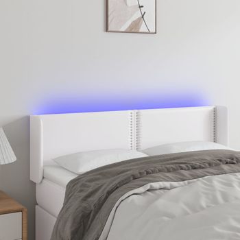 Cabecero Cama | Panel De Cabecera Con Led Cuero Sintético Blanco 147x16x78/88 Cm Cfw434785