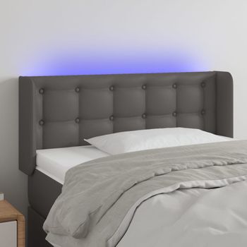 Cabecero Cama | Panel De Cabecera Con Led Cuero Sintético Gris 103x16x78/88 Cm Cfw172004