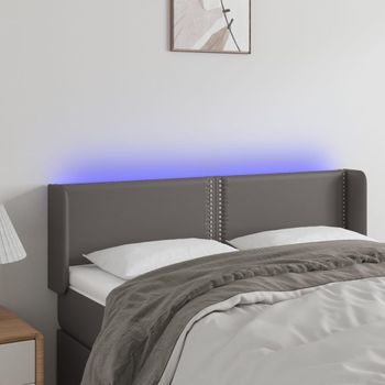 Cabecero Cama | Panel De Cabecera Con Led Cuero Sintético Gris 147x16x78/88 Cm Cfw985918