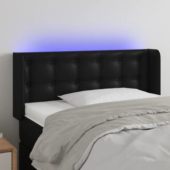 Cabecero Cama | Panel De Cabecera Con Led Cuero Sintético Negro 103x16x78/88 Cm Cfw174942