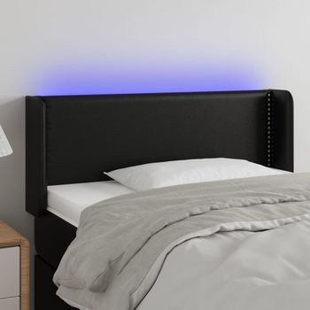 Cabecero Cama | Panel De Cabecera Con Led Cuero Sintético Negro 83x16x78/88 Cm Cfw996364