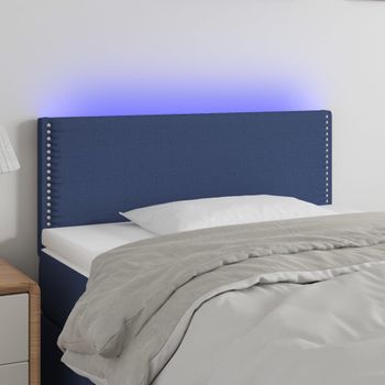 Cabecero Cama | Panel De Cabecera Con Led De Tela Azul 100x5x78/88 Cm Cfw382283