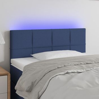 Cabecero Cama | Panel De Cabecera Con Led De Tela Azul 100x5x78/88 Cm Cfw824427