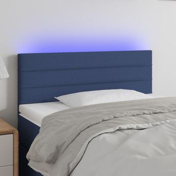 Cabecero Cama | Panel De Cabecera Con Led De Tela Azul 100x5x78/88 Cm Cfw900042