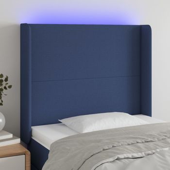 Cabecero Cama | Panel De Cabecera Con Led De Tela Azul 103x16x118/128 Cm Cfw825816