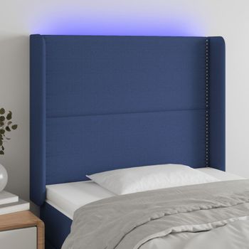 Cabecero Cama | Panel De Cabecera Con Led De Tela Azul 103x16x118/128 Cm Cfw914706