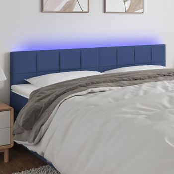 Cabecero Cama | Panel De Cabecera Con Led De Tela Azul 160x5x78/88 Cm Cfw862159