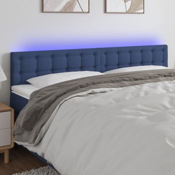 Cabecero Cama | Panel De Cabecera Con Led De Tela Azul 160x5x78/88 Cm Cfw512948