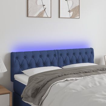 Cabecero Cama | Panel De Cabecera Con Led De Tela Azul 160x7x78/88 Cm Cfw214280