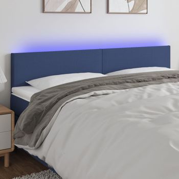 Cabecero Cama | Panel De Cabecera Con Led De Tela Azul 180x5x78/88 Cm Cfw956160