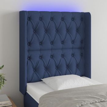 Cabecero Cama | Panel De Cabecera Con Led De Tela Azul 83x16x118/128 Cm Cfw220172