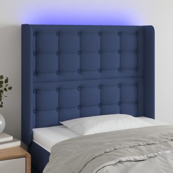 Cabecero Cama | Panel De Cabecera Con Led De Tela Azul 83x16x118/128 Cm Cfw634116