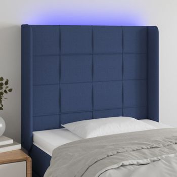 Cabecero Cama | Panel De Cabecera Con Led De Tela Azul 83x16x118/128 Cm Cfw950890