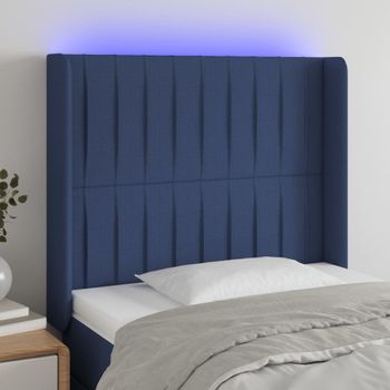 Cabecero Cama | Panel De Cabecera Con Led De Tela Azul 83x16x118/128 Cm Cfw304795