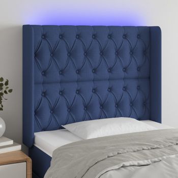 Cabecero Cama | Panel De Cabecera Con Led De Tela Azul 93x16x118/128 Cm Cfw784740